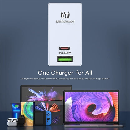 LDNIO A2620C 65W Universal Phone Tablet Charger Type-C/USB-C Port Fast Charger, 65W EU Plug, 65W UK Plug, 65W US Plug