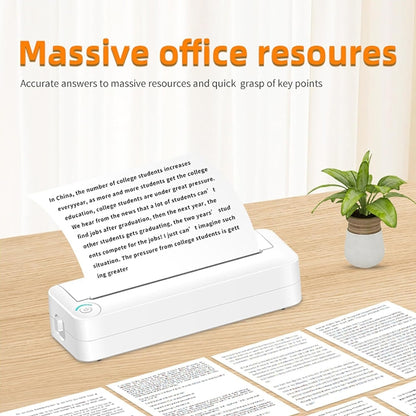 Bluetooth Connection Inkless A4 Printer Portable Mini Student Office Home Photo Printer