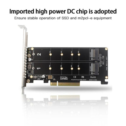 PCI-E X8 Double Disk Transfer Card NVME M.2 MKEY SSD RAID Array Expansion Adapter, PH45