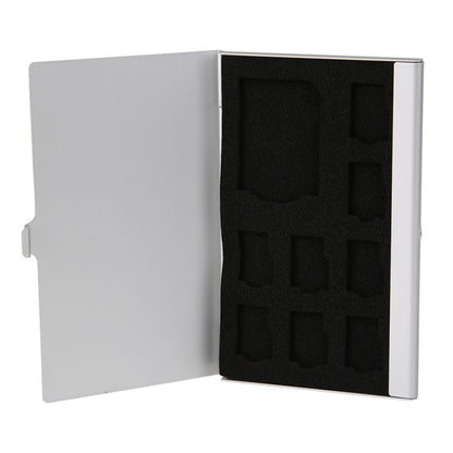 1SD+ 8TF  Aluminum Micro SD Cards Holder Pin Storage Box 9 solts for SD/ SIM/TF Memory Card