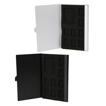 1SD+ 8TF  Aluminum Micro SD Cards Holder Pin Storage Box 9 solts for SD/ SIM/TF Memory Card, Black, Silver