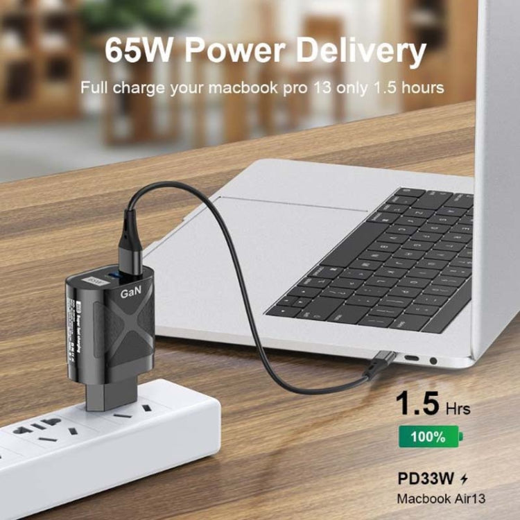 65W GAN PD + QC3.0 Fast Charger Phone Notebook Computer Universal Charging Head