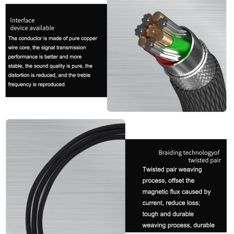 For Boss QC15 Headphone Audio Cable Braided Replacement Cable, ZS0017 Black