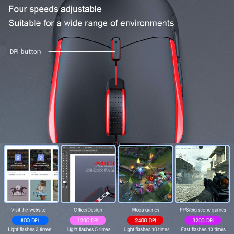 IMICE T30 Wired E-Sports Gaming Mouse LED Luminous Colorful Programmable 6D Mouse, T30