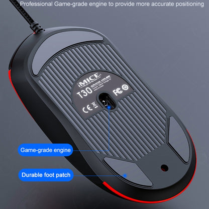 IMICE T30 Wired E-Sports Gaming Mouse LED Luminous Colorful Programmable 6D Mouse, T30