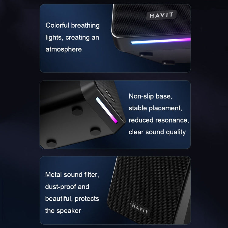 Havit A20 Plus Colorful Ambient Light Wired Computer Audio Stereo Surround Sound Speaker
