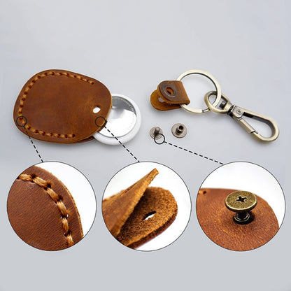 For AirTag Locator Leather Case Access Card with Keychain