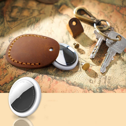 For AirTag Locator Leather Case Access Card with Keychain