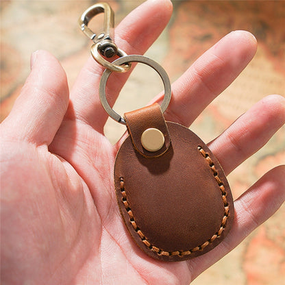 For AirTag Locator Leather Case Access Card with Keychain