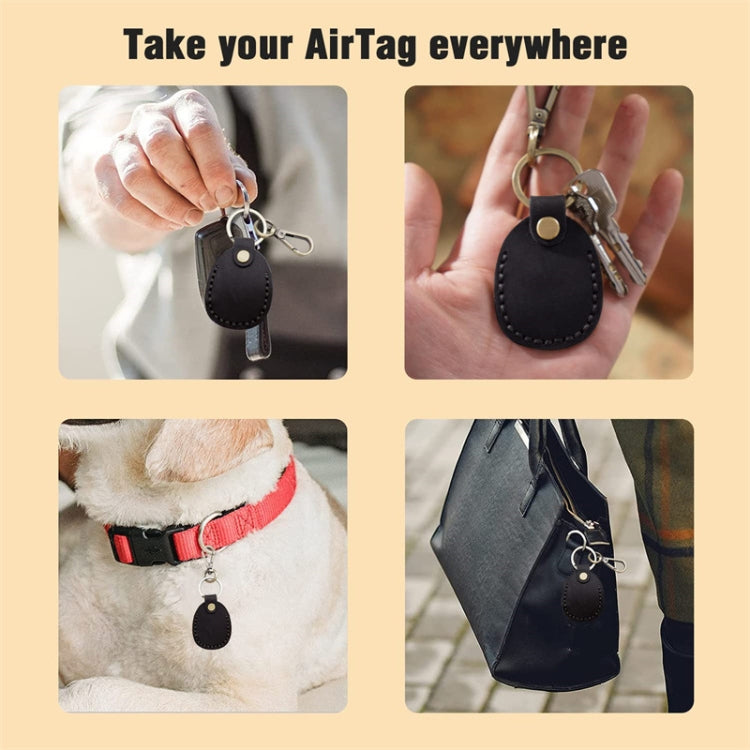 For AirTag Locator Leather Case Access Card with Keychain