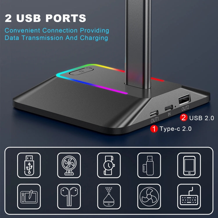 New Bee Dual Output Colorful Headset Display Rack HUB Expansion Headphone Holder