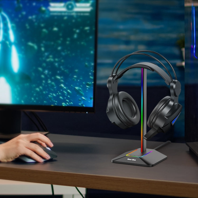 New Bee Dual Output Colorful Headset Display Rack HUB Expansion Headphone Holder