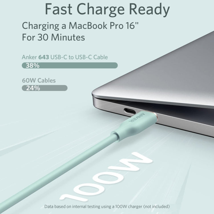 ANKER A8552 Powerline III 0.9m Skin Friendly Dual Type-C Data Cable PD100W Fast Charging Cable