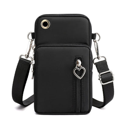 Crossbody Mobile Phone Bag Vertical Wallet Wrist Pouch With Arm Band for Women, Front Hole Black, Front Hole Pink, Front Hole Rose Red, Front Hole Black Balloon, Front Hole Purple Balloon, Front Hole Blue Balloon