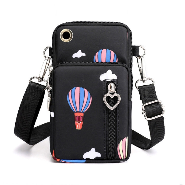 Crossbody Mobile Phone Bag Vertical Wallet Wrist Pouch With Arm Band for Women, Front Hole Black, Front Hole Pink, Front Hole Rose Red, Front Hole Black Balloon, Front Hole Purple Balloon, Front Hole Blue Balloon