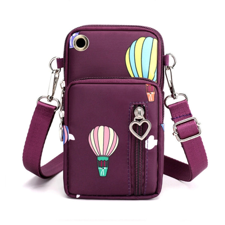 Crossbody Mobile Phone Bag Vertical Wallet Wrist Pouch With Arm Band for Women, Front Hole Black, Front Hole Pink, Front Hole Rose Red, Front Hole Black Balloon, Front Hole Purple Balloon, Front Hole Blue Balloon