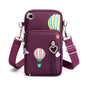 Crossbody Mobile Phone Bag Vertical Wallet Wrist Pouch With Arm Band for Women, Front Hole Black, Front Hole Pink, Front Hole Rose Red, Front Hole Black Balloon, Front Hole Purple Balloon, Front Hole Blue Balloon