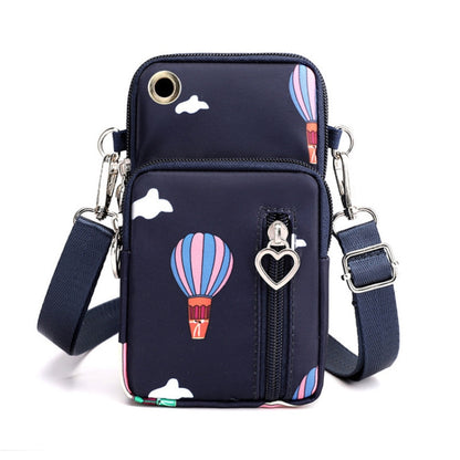Crossbody Mobile Phone Bag Vertical Wallet Wrist Pouch With Arm Band for Women, Front Hole Black, Front Hole Pink, Front Hole Rose Red, Front Hole Black Balloon, Front Hole Purple Balloon, Front Hole Blue Balloon