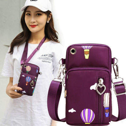 Crossbody Mobile Phone Bag Vertical Wallet Wrist Pouch With Arm Band for Women, Front Hole Black, Front Hole Pink, Front Hole Rose Red, Front Hole Black Balloon, Front Hole Purple Balloon, Front Hole Blue Balloon