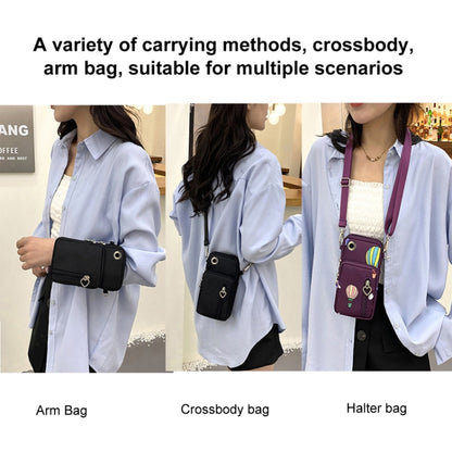Crossbody Mobile Phone Bag Vertical Wallet Wrist Pouch With Arm Band for Women, Front Hole Black, Front Hole Pink, Front Hole Rose Red, Front Hole Black Balloon, Front Hole Purple Balloon, Front Hole Blue Balloon