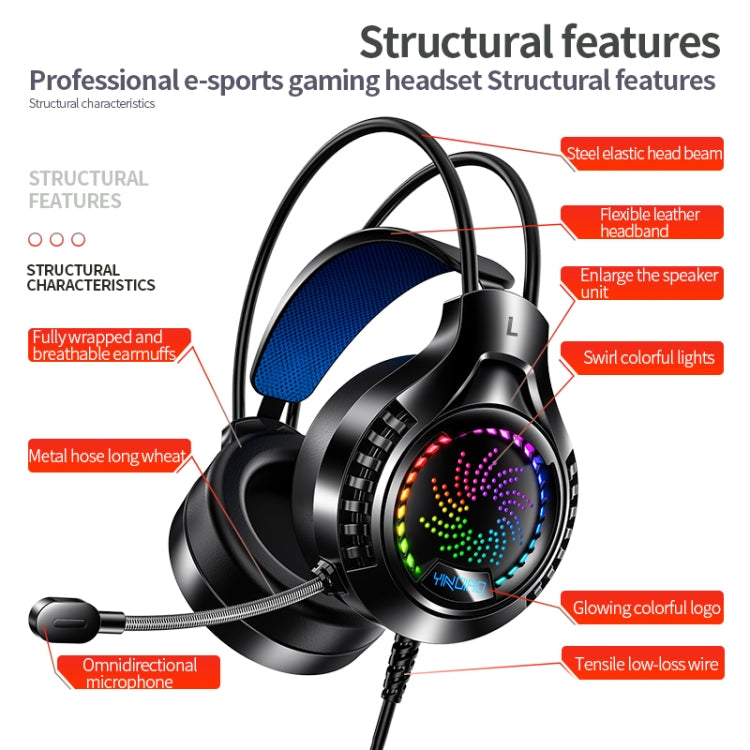 YINDIAO Q7 Colorful Light Computer Wired Headset USB Gaming Headset