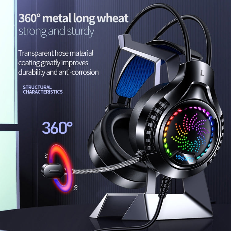 YINDIAO Q7 Colorful Light Computer Wired Headset USB Gaming Headset