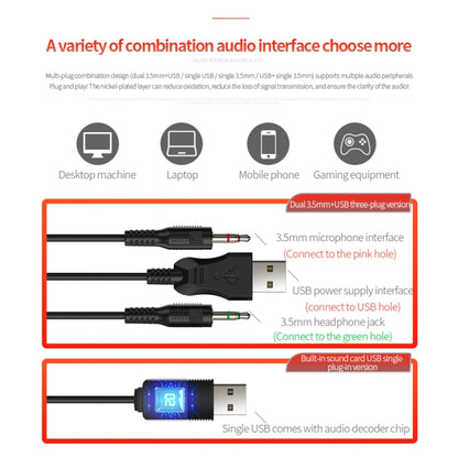 YINDIAO Q7 Colorful Light Computer Wired Headset USB Gaming Headset