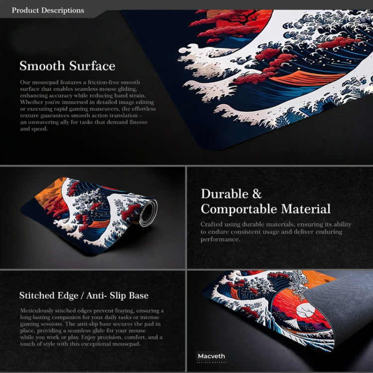 Big Wave Gaming Mouse Pad Non-Slip Rubber Desk Mat