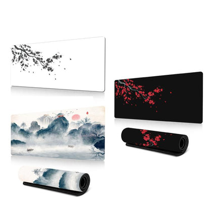 Ink Painting Cherry Blossom Rubber Non-Slip Mouse Pad Desk Mat