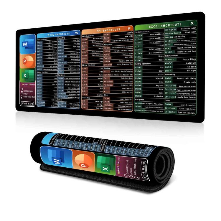 Keyboard Shortcut Desk Mat Mouse Pad Non-Slip Office Desk Pad With Computer Commands, 400x800x2mm, 400x800x3mm, 400x900x2mm, 400x900x3mm