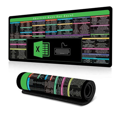 Keyboard Shortcut Desk Mat Mouse Pad Non-Slip Office Desk Pad With Computer Commands, 300x800x2mm, 300x800x3mm, 400x800x2mm, 400x800x3mm, 400x900x2mm