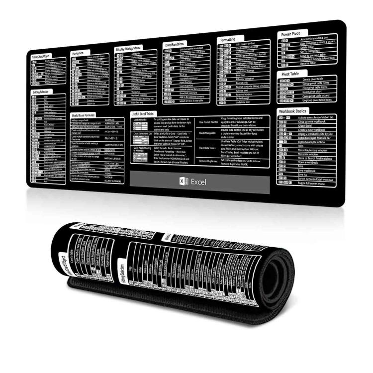Keyboard Shortcut Desk Mat Mouse Pad Non-Slip Office Desk Pad With Computer Commands, 300x800x2mm, 300x800x3mm, 400x800x2mm, 400x800x3mm, 400x900x2mm