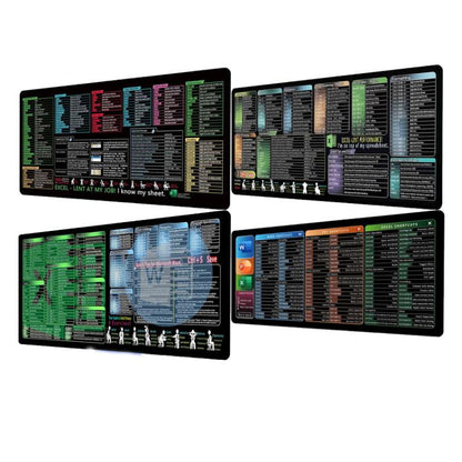 Keyboard Shortcut Desk Mat Mouse Pad Non-Slip Office Desk Pad With Computer Commands