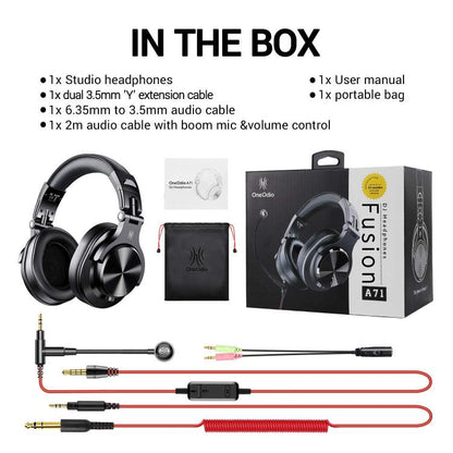 OneOdio A71M Headset Wired DJ Disc Monitor Headphones With Mic Computer Headphone