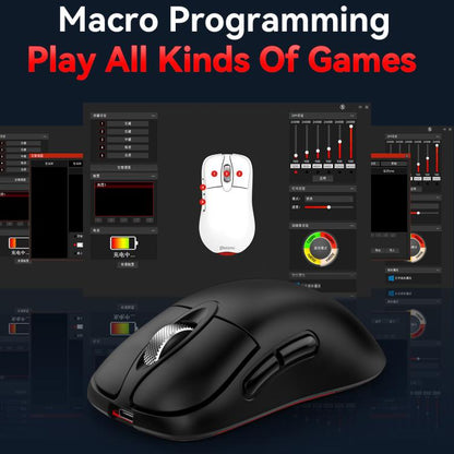 Tri-Mode Wireless Gaming Mouse 24000 DPI, 6 RGB Lighting Modes, Rechargeable, Macro Programmable, Black, White, Pink, Wireless Charging Black, Wireless Charging White, Wireless Charging Pink