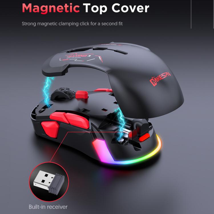MKESPN W12 Tri-Mode 5-Channel Gaming Mouse 10-Key 10000 DPI Ambidextrous Design RGB Macro Mouse