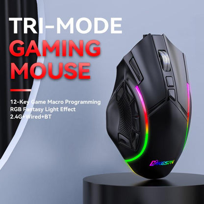 MKESPN W605 Triple-Mode 24000 DPI 12-key Wireless Gaming Mouse Macro Customization