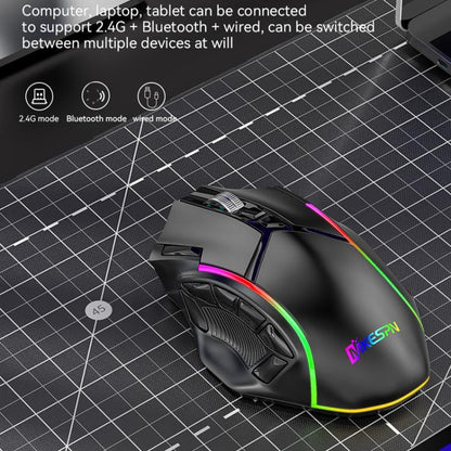 MKESPN W605 Triple-Mode 24000 DPI 12-key Wireless Gaming Mouse Macro Customization