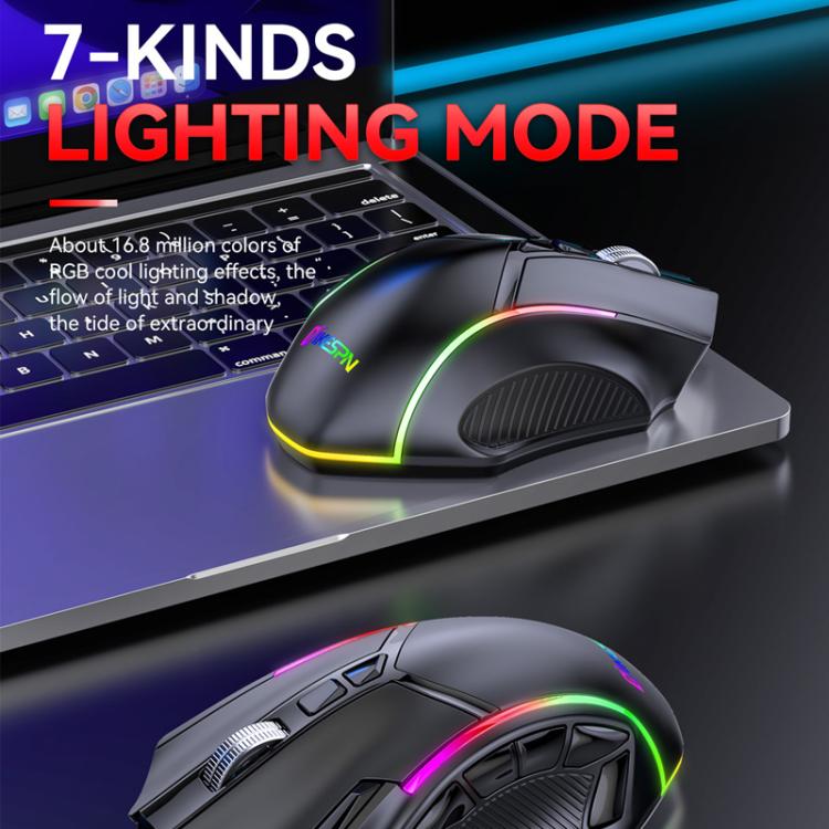 MKESPN W605 Triple-Mode 24000 DPI 12-key Wireless Gaming Mouse Macro Customization