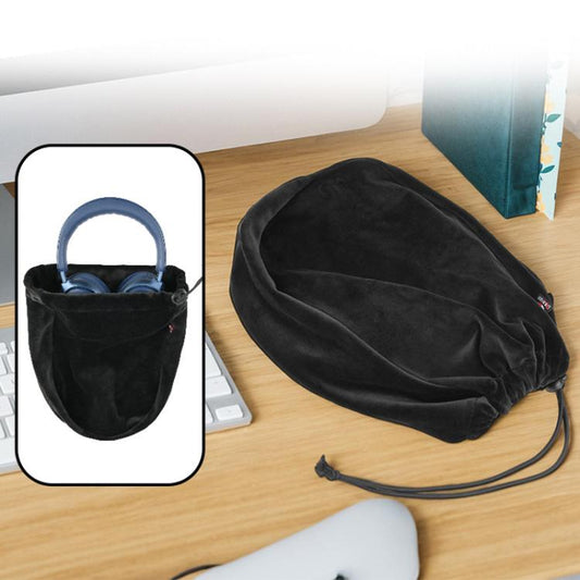 Universal Headphone Storage Case Dustproof Drawstring Bag With Ultra-Soft Short Plush