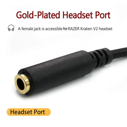 For Razer Kraken V2 3.5mm Male To Female 2 In 1 Extension Cable Audio Adapter
