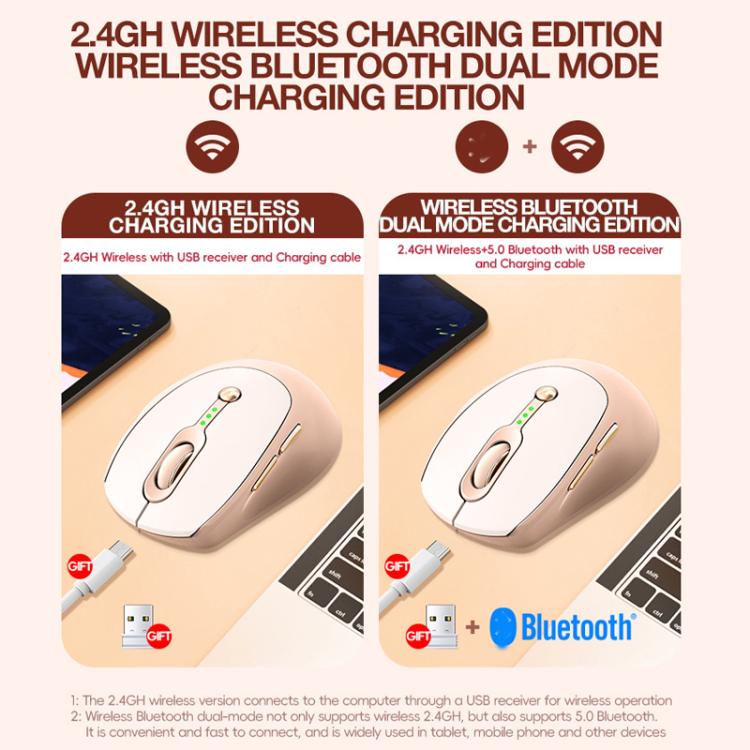 2400 DPI Wireless Mouse USB-C Rechargeable, Milk Tea Color Elegant Design with Battery Indicator, T-WOLF Q7 Single-Mode 2.4G, T-WOLF Q7 Dual-Mode 2.4G+Bluetooth