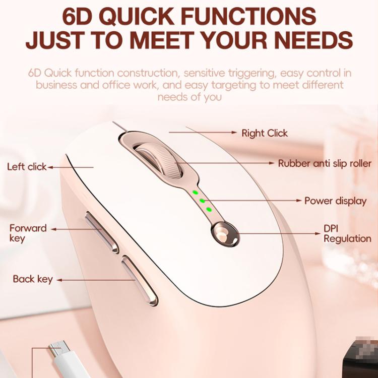 2400 DPI Wireless Mouse USB-C Rechargeable, Milk Tea Color Elegant Design with Battery Indicator, T-WOLF Q7 Single-Mode 2.4G, T-WOLF Q7 Dual-Mode 2.4G+Bluetooth