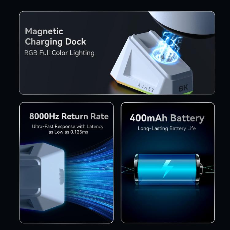 Ajazz AJ159PRO Wired / 2.4G / Bluetooth Tri-mode Gaming Mouse With Magnetic Charging Base