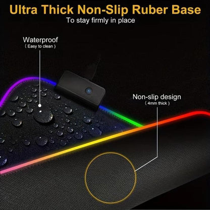 Micro-USB LED Glowing Mouse Keyboard Pad RGB Colorful Lights Locked Edge Thickened Mouse Desk Pad