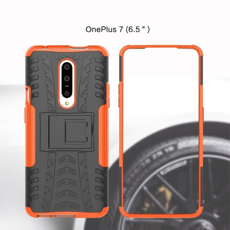 Tire Texture TPU+PC Shockproof Phone Case for OnePlus 7, with Holder