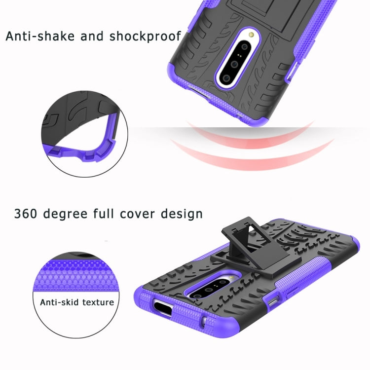 Tire Texture TPU+PC Shockproof Phone Case for OnePlus 7, with Holder